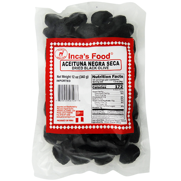 Inca's Food Dried Black Olives 12oz