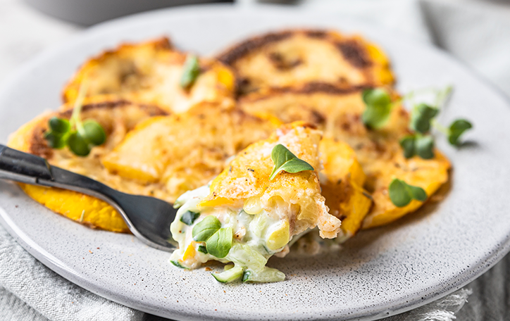 Potatoes & Summer Squash with Black Mint Sauce